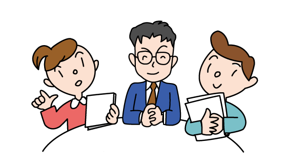 数学の成績を上げるため塾長と講師で相談検討している